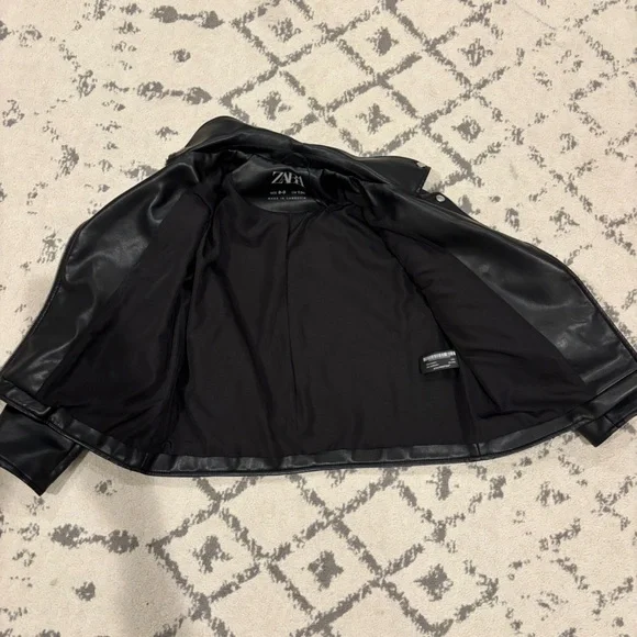 Zara Kid’s Faux Leather Biker Jacket Sz. 8-9 - Picture 4 of 5
